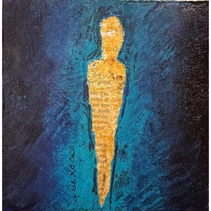 Painting L'homme bleu by Rocco Sophie | Painting Raw art Acrylic Gluing Sand