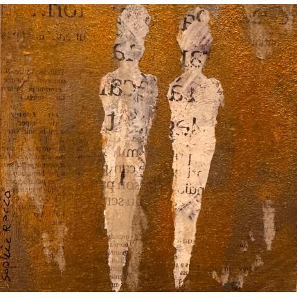 Peinture Les noces d'or par Rocco Sophie | Tableau Art Singulier Acrylique, Collage, Sable