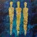 Painting Trio d'azur by Rocco Sophie | Painting Raw art Acrylic Gluing Sand