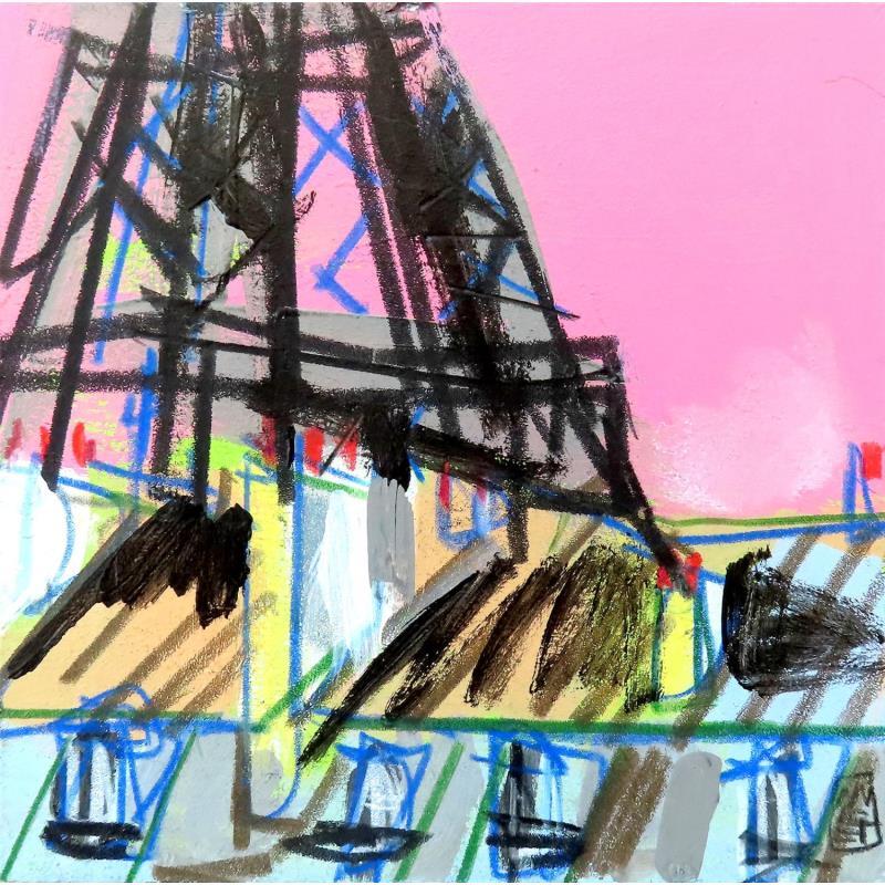 Painting Ca s'agite en haut by Anicet Olivier | Painting Figurative Acrylic, Pastel Architecture, Urban