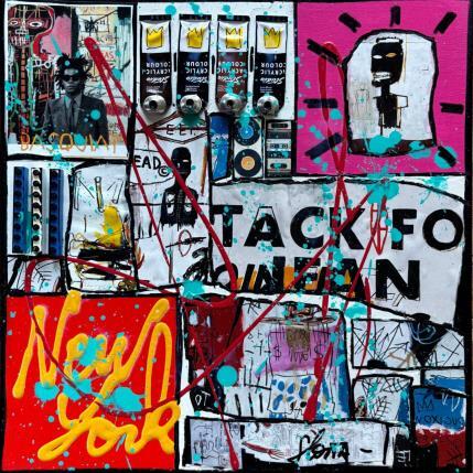 Painting Tribute to Basquiat by Costa Sophie | Painting Pop-art Acrylic, Gluing, Upcycling Pop icons