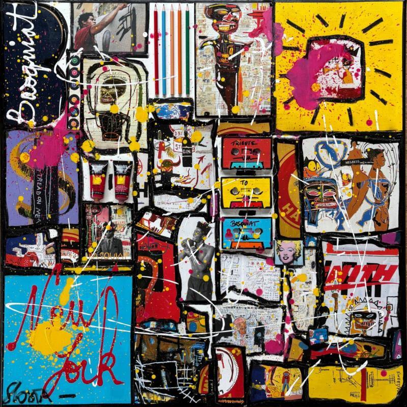 Painting B  comme BASQUIAT by Costa Sophie | Painting Pop-art Acrylic, Gluing, Upcycling Pop icons