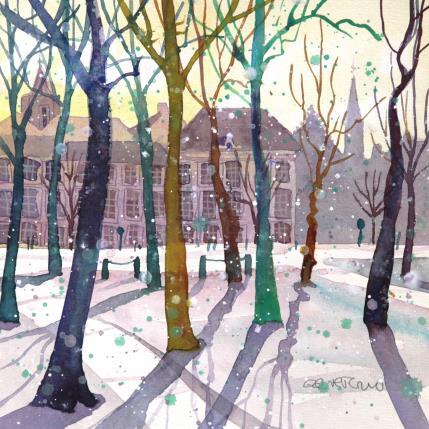 Painting NO.  2516 THE HAGUE  LANGE VOORHOUT BACKLIGHT by Thurnherr Edith | Painting Subject matter Watercolor Pop icons, Urban