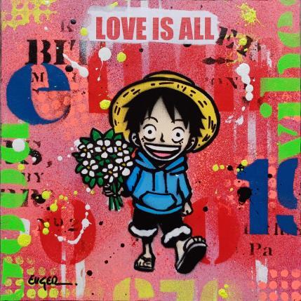 Painting LOVE IS ALL by Euger Philippe | Painting Pop-art Acrylic, Gluing Pop icons