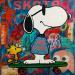 Painting Snoopy skate board by Kikayou | Painting Pop-art Pop icons Graffiti Acrylic Gluing