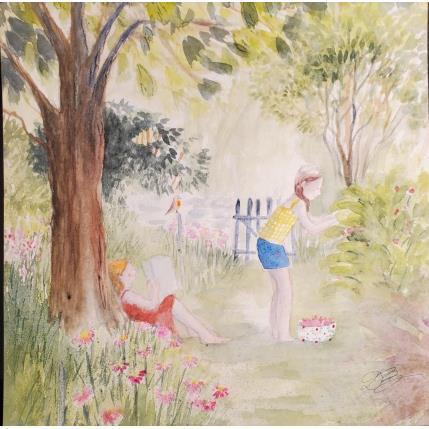 Painting Dégustation au jardin by Balme Delphine | Painting Naive art Watercolor