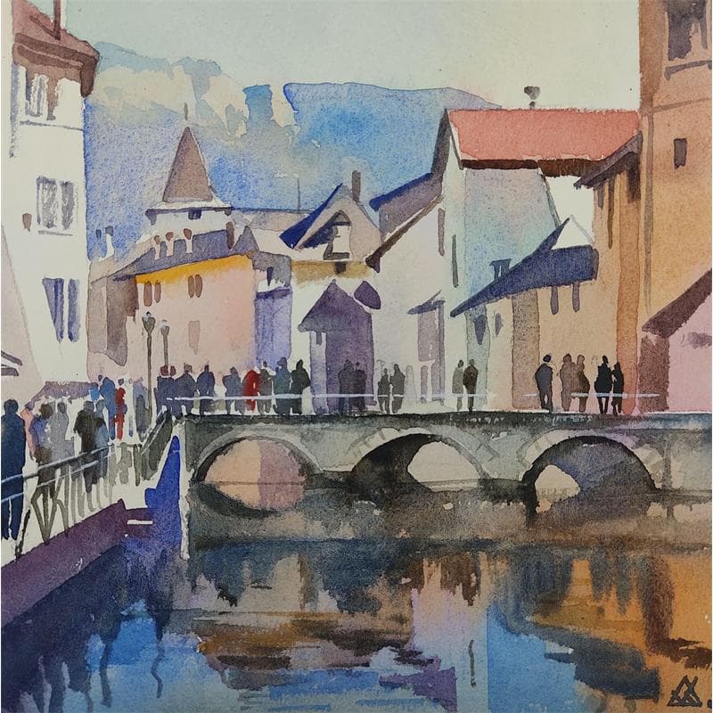 Painting Annecy - N17 by Khodakivskyi Vasily | Painting Figurative Urban Watercolor