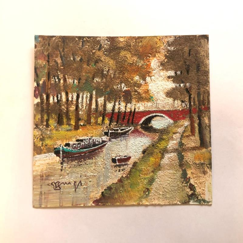 Gemälde AR4 CANAL AU PONT ROUGE  von Burgi Roger | Gemälde Figurativ Landschaften Marine Natur Acryl