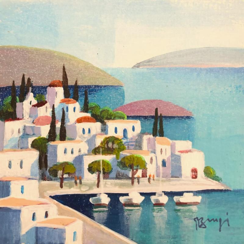 Peinture AP103 VILLAGE CRETOIS par Burgi Roger | Tableau Figuratif Paysages Marine Architecture Acrylique