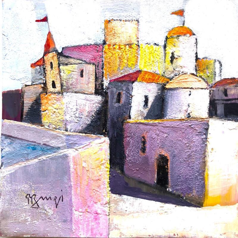 Peinture AK108 VILLAGE FORTIFIE par Burgi Roger | Tableau Figuratif Paysages Urbain Architecture Acrylique