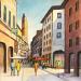 Painting AQ84 TOULOUSE,LES VITRINES by Burgi Roger | Painting Figurative Urban Life style Architecture Acrylic