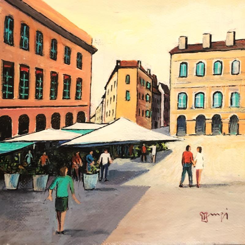 Painting AR10 TOULOUSE MARCHE AUX FLEURS by Burgi Roger | Painting Figurative Urban Life style Architecture Acrylic