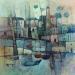 Painting AL107 LA VILLE BLEUE by Burgi Roger | Painting Figurative Landscapes Urban Marine Acrylic