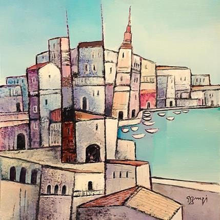 Gemälde AQ135 VILLE SICILIENNE von Burgi Roger | Gemälde Figurativ Acryl Landschaften, Marine, Urban