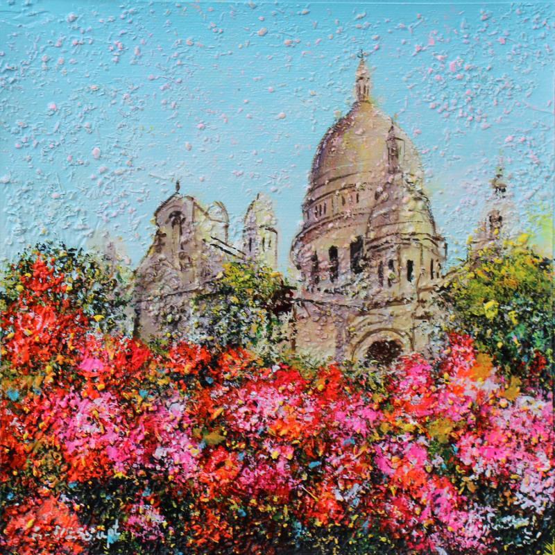 Painting Les fleurs de Montmartre by Dessapt Elika | Painting Impressionism Acrylic, Sand Pop icons