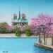 Painting le printemps de Notre-dame et l'île saint-louis by Dessapt Elika | Painting Impressionism Acrylic Sand