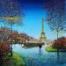 Painting Promenade en amoureux à Paris by Dessapt Elika | Painting Impressionism Acrylic Sand