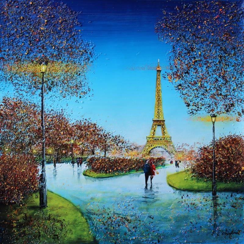 Painting Promenade en amoureux à Paris by Dessapt Elika | Painting Impressionism Acrylic, Sand