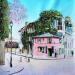 Painting La jolie maison rose de Paris by Dessapt Elika | Painting Impressionism Acrylic Sand