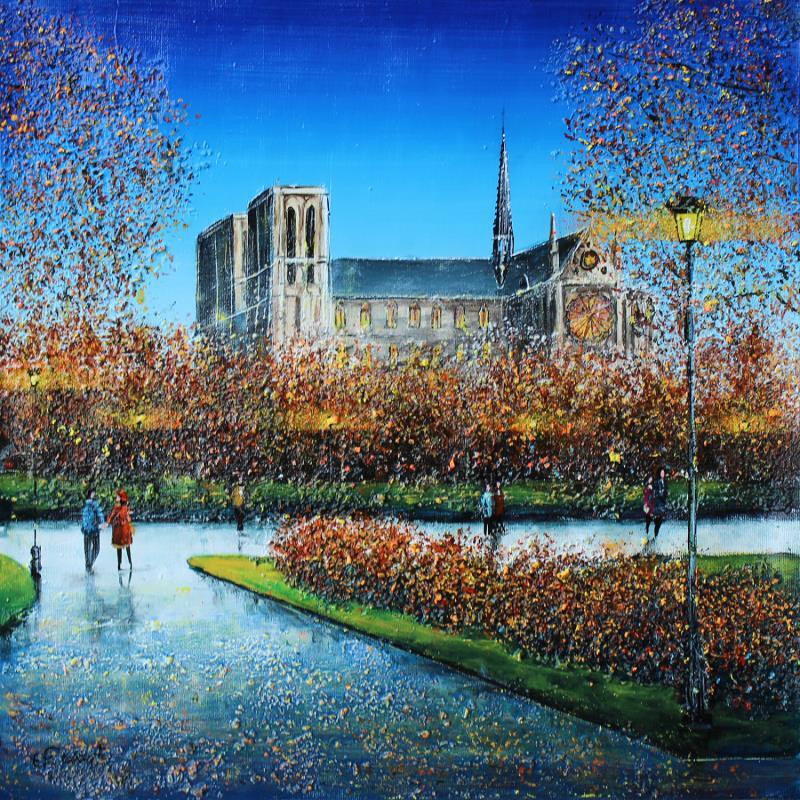 Painting Balade nocturne autour de Notre-Dame by Dessapt Elika | Painting Impressionism Acrylic, Sand