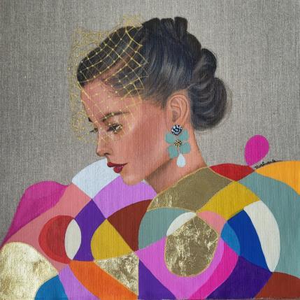 Painting Alba by Rosângela | Painting Figurative Acrylic, Gold leaf Portrait