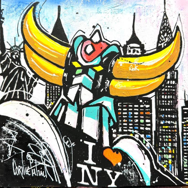 Painting Goldorak à New York City by Cornée Patrick | Painting Pop-art Graffiti, Oil Child, Cinema, Pop icons