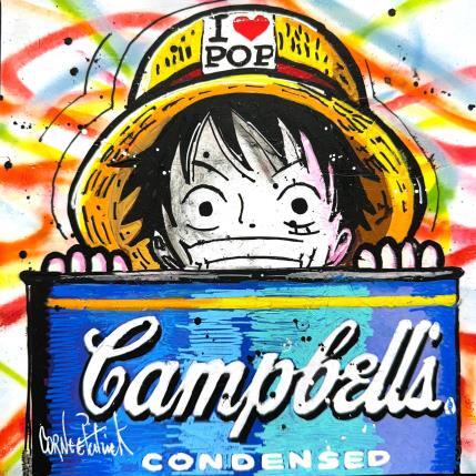 Painting Luffy, Campbell's soup by Cornée Patrick | Painting Pop-art Graffiti, Oil Child, Cinema, Pop icons