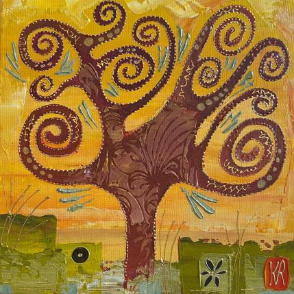 Painting La terre  by Romanelli Karine | Painting Figurative Acrylic, Gold leaf, Pastel Nature