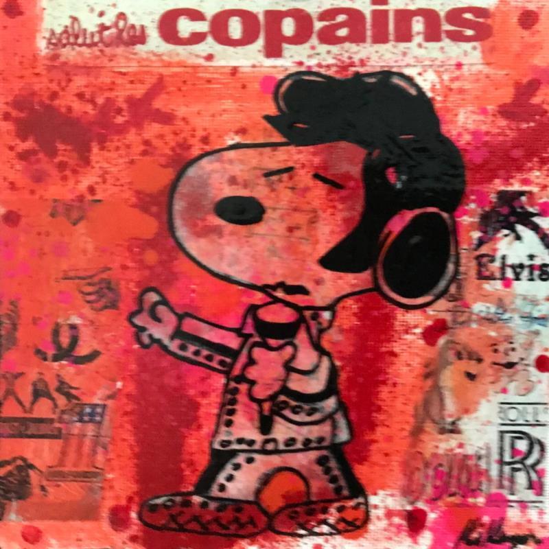Painting Snoopy elvis by Kikayou | Painting Pop-art Acrylic, Gluing, Graffiti Pop icons