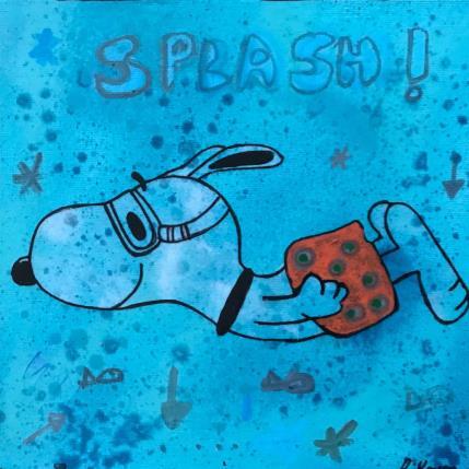 Painting Snoopy snorkling by Kikayou | Painting Pop-art Acrylic, Gluing, Graffiti Pop icons