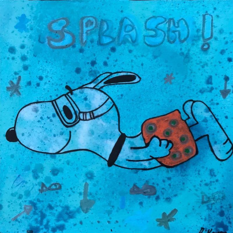 Painting Snoopy snorkling by Kikayou | Painting Pop-art Acrylic, Gluing, Graffiti Pop icons