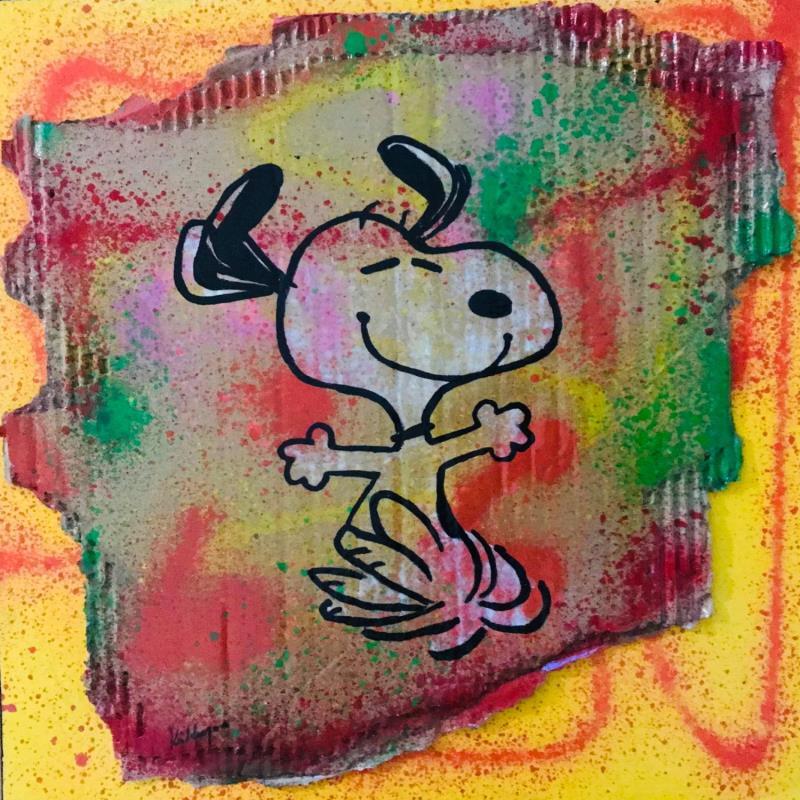 Painting Snoopy happy by Kikayou | Painting Pop-art Acrylic, Gluing, Graffiti Pop icons
