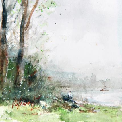 Painting Lecture au bord de la Loire by Gutierrez | Painting Impressionism Watercolor Landscapes