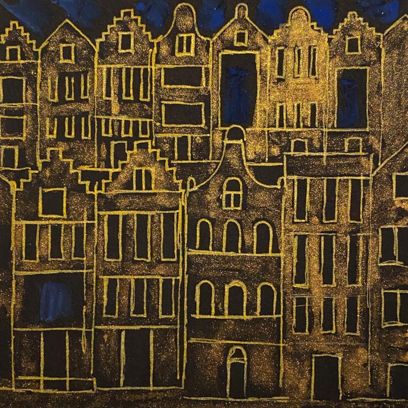 Peinture HR 1427 the evening sky par Ragas Huub | Tableau Art Singulier Gouache Architecture
