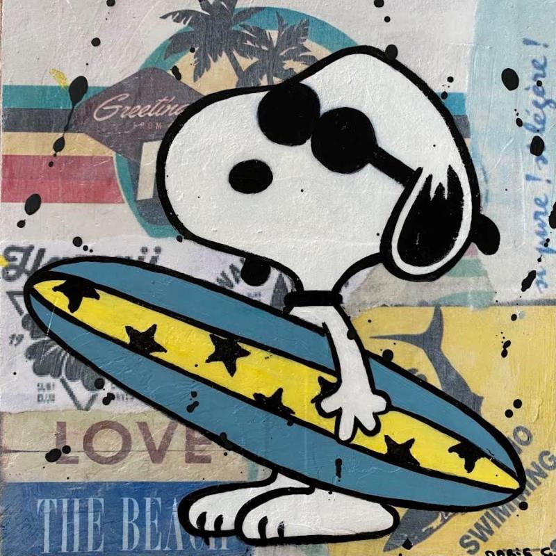 Painting F2  Snoopy surf by Marie G.  | Painting Pop-art Acrylic, Gluing, Wood Pop icons