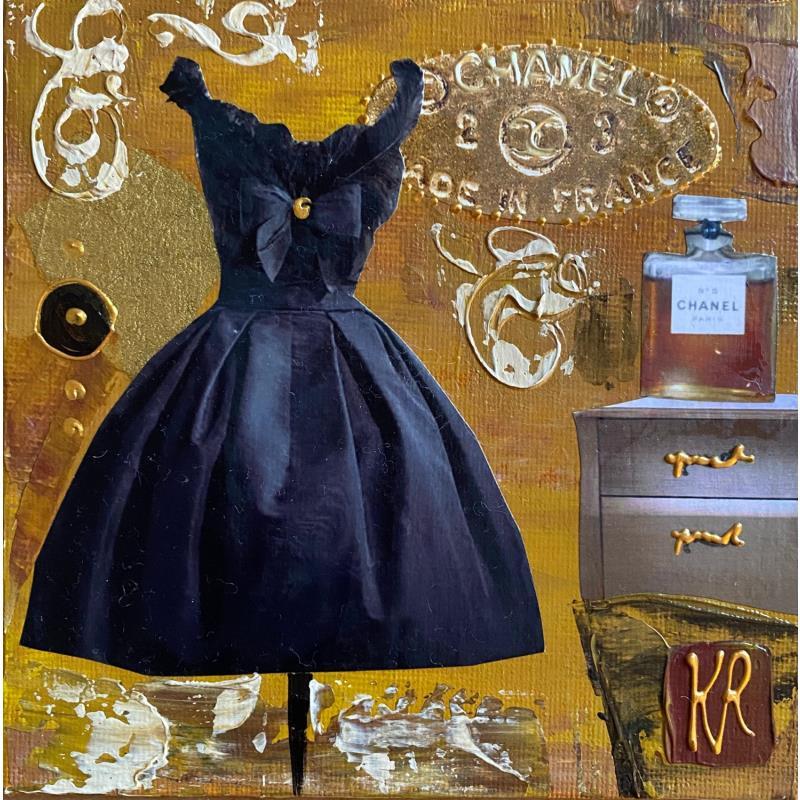 Peinture la  petite robe noir par Romanelli Karine | Tableau Figuratif Acrylique Collage