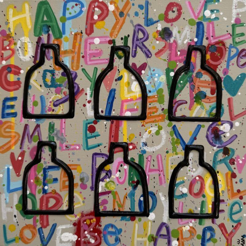 Painting 6 BOTTLES by Mam | Painting Pop-art Acrylic Pop icons, Society, Still-life