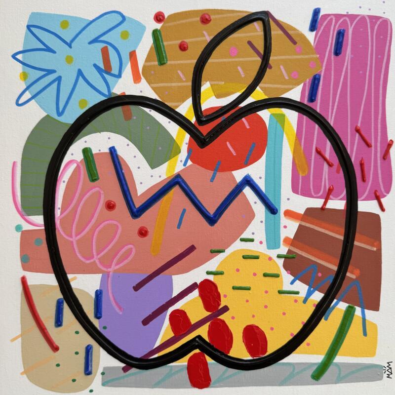 Painting POMME ENJOY by Mam | Painting Pop-art Acrylic Minimalist, Pop icons, Still-life
