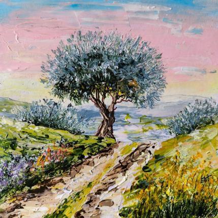 Painting Le chemin des oliviers by Rey Ewa | Painting Figurative Acrylic Landscapes, Pop icons
