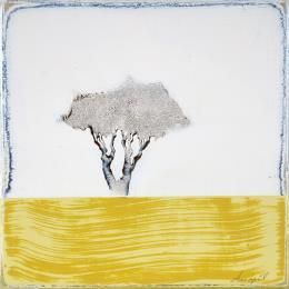 Painting Comme un jaune arborescent 423 by ChristophL | Painting Figurative Acrylic, Ink, Wood Landscapes, Minimalist, Nature