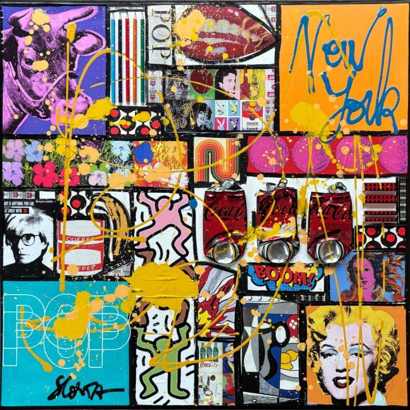 Painting POP NY by Costa Sophie | Painting Pop-art Pop icons Acrylic Gluing Upcycling