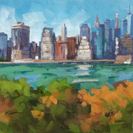 Painting Skyline à NY by Elisabeth Bazin | Painting Figurative Acrylic Architecture, Pop icons