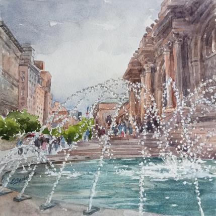 Painting Le métropolitan Museum of art of NY by Elisabeth Bazin | Painting Figurative Watercolor Architecture