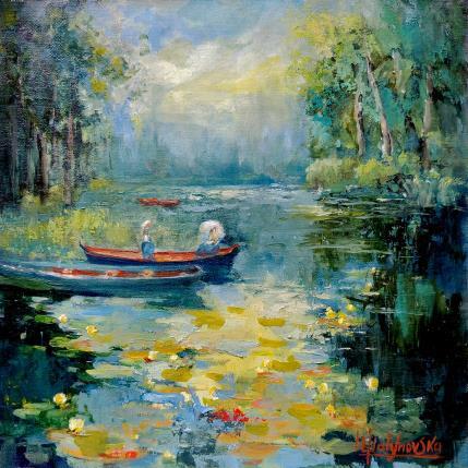 Painting Promenade en Barque by Malynovska Iryna | Painting Impressionism Oil Landscapes, Nature