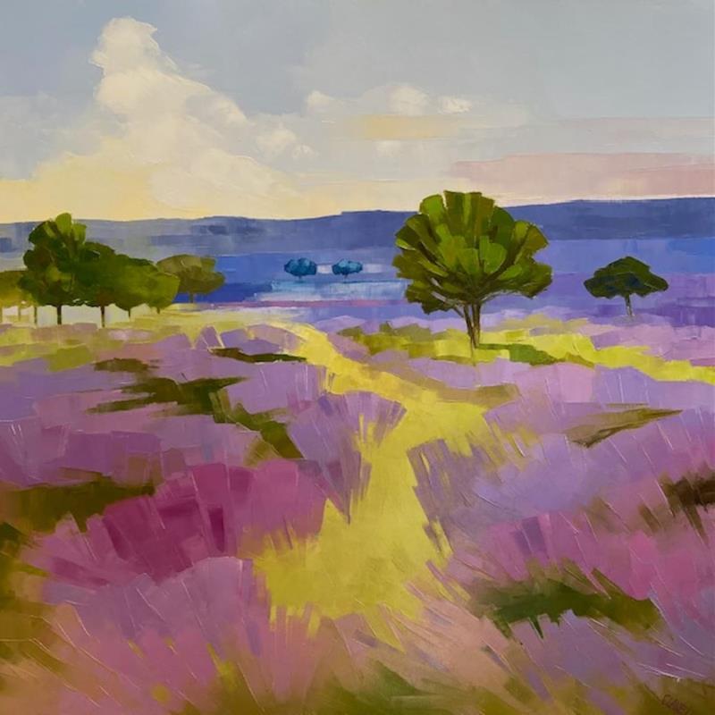 Painting Dans les bruyères 1 by Clavel Pier-Marion | Painting Impressionism Oil, Wood Landscapes