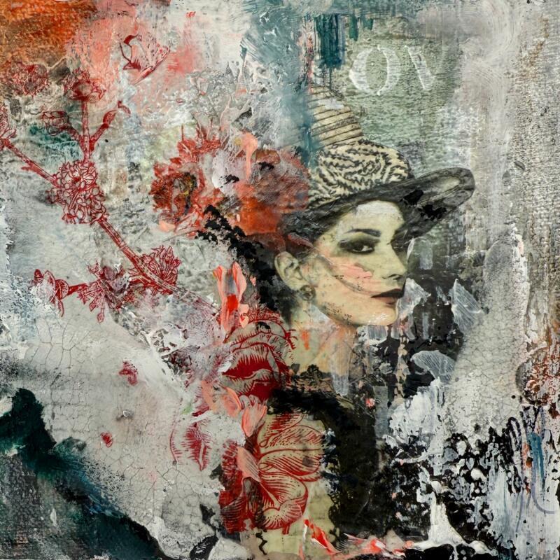 Painting Love pour toujours by Bergeron Marie-Josée | Painting Abstract Acrylic, Gluing, Paper, Pastel