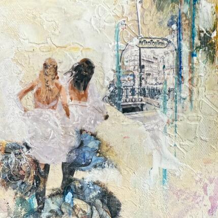 Painting À la vitesse grand V by Bergeron Marie-Josée | Painting Abstract Acrylic, Gluing, Paper, Posca, Textile