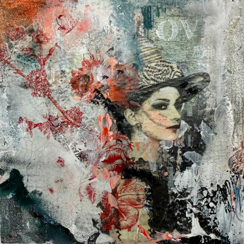 Painting Curiosité sensible by Bergeron Marie-Josée | Painting Abstract Acrylic, Gluing, Paper, Pastel