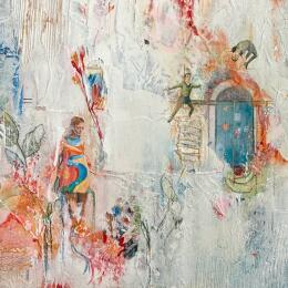 Painting Faire l'impossible pour toi by Bergeron Marie-Josée | Painting Abstract Acrylic, Gluing, Ink, Paper, Posca Pop icons