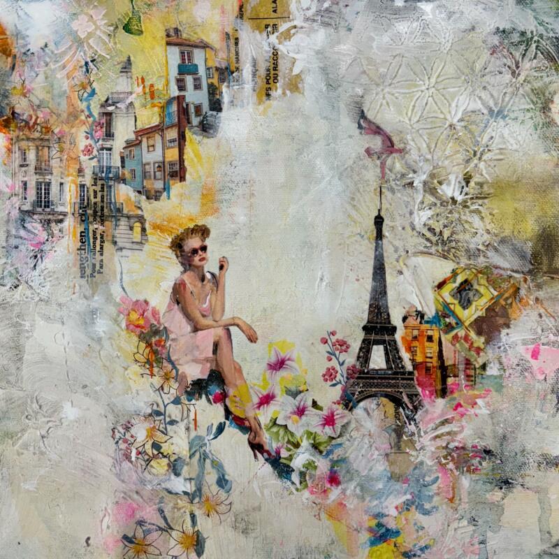 Painting Paris, mon chéri by Bergeron Marie-Josée | Painting Abstract Acrylic, Gluing, Paper, Pastel